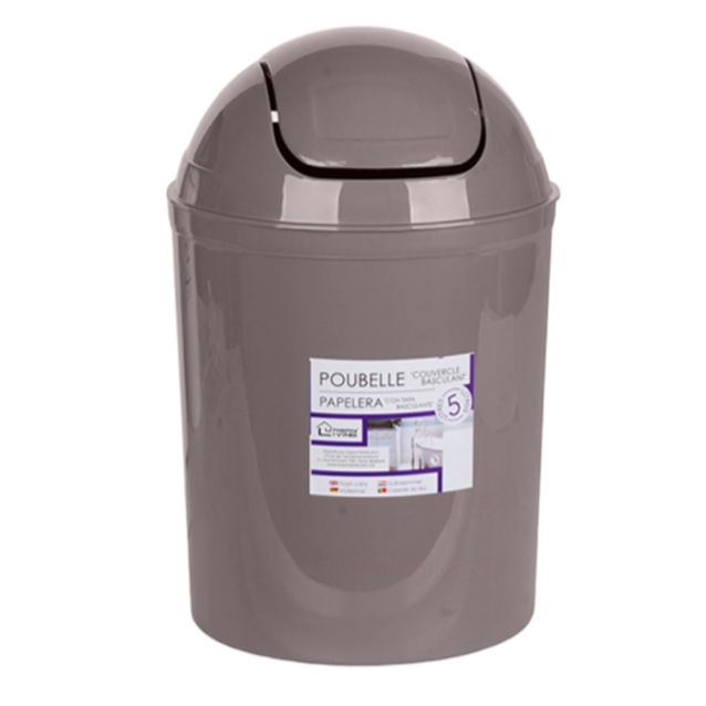 Taupefarbener Abfalleimer für Badezimmer oder Büro, 5 l