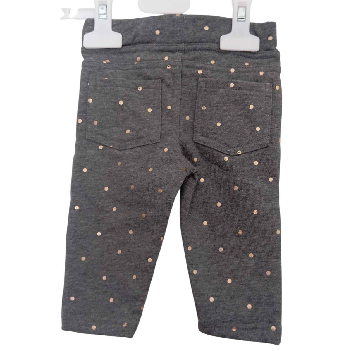 Pantalon Gris à Pois Dorés Bébé Fille – 6 et 9 Mois – 85 % Coton – Idéal Crèche et Rentrée