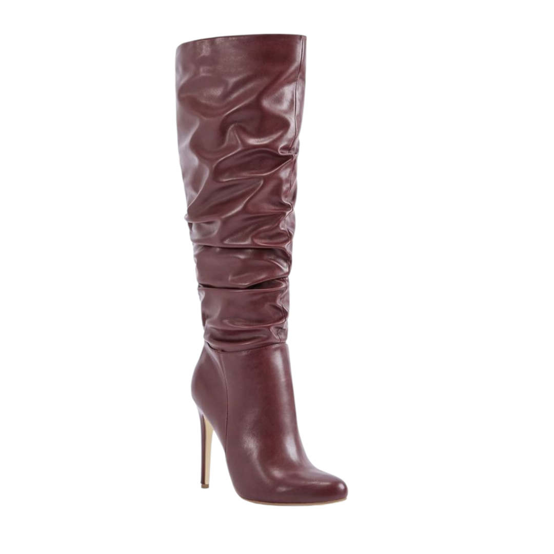 Botte Femme JustFab Romi Talon Aiguille Burgundy Taille 40,5