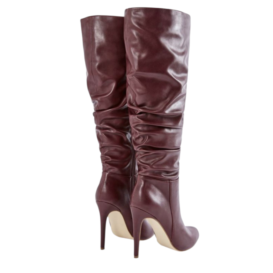 Botte Femme JustFab Romi Talon Aiguille Burgundy Taille 40,5