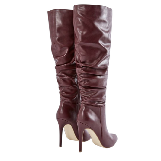 Botte Femme JustFab Romi Talon Aiguille Burgundy Taille 40,5