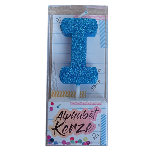 Bougie d’anniversaire alphabet lettre I à paillettes
