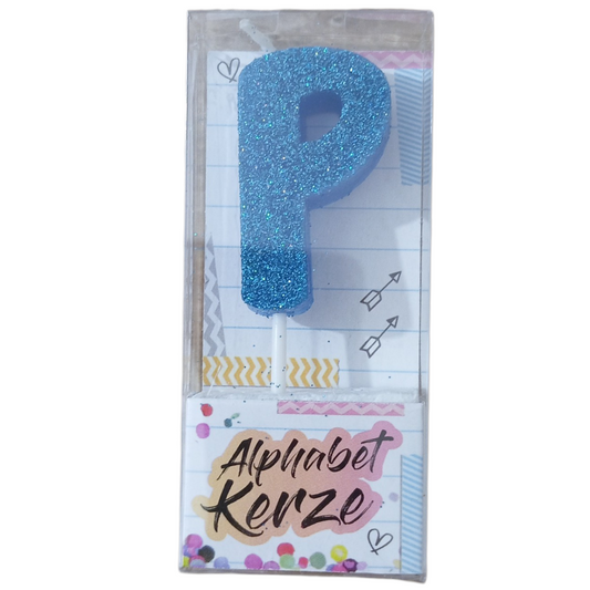 Bougie d’anniversaire alphabet lettre P à paillettes