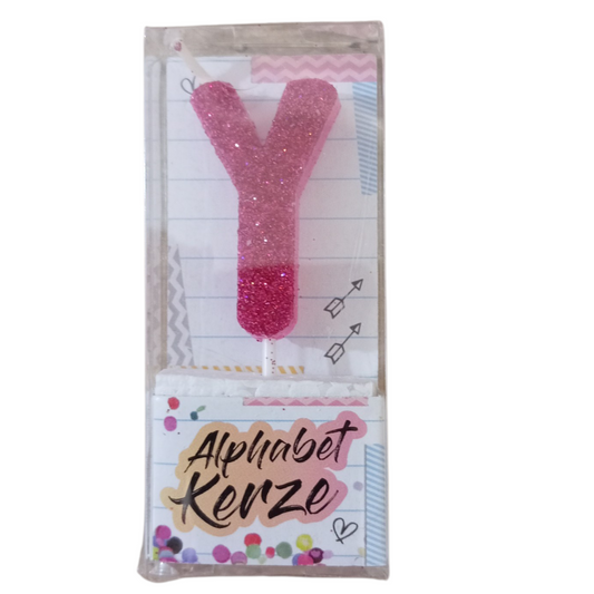 Bougie d'anniversaire alphabet lettre Y à paillettes