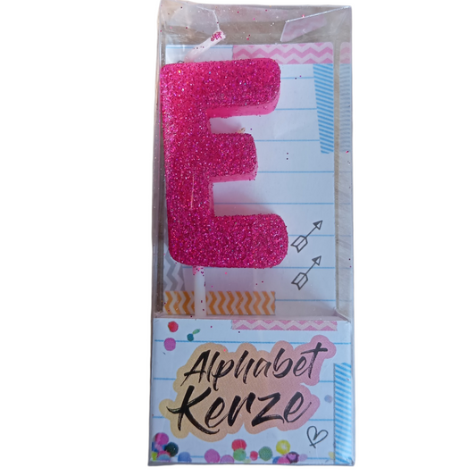 Bougie d’anniversaire Alphabet lettre E à paillettes