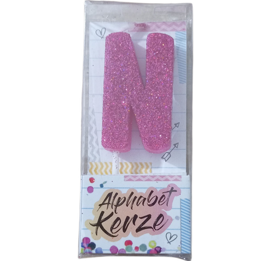 Bougie d’anniversaire alphabet lettre N à paillettes