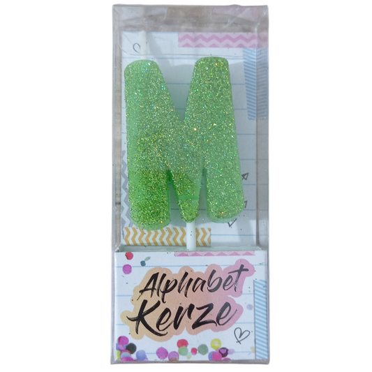 Bougie d’anniversaire alphabet lettre M à paillettes