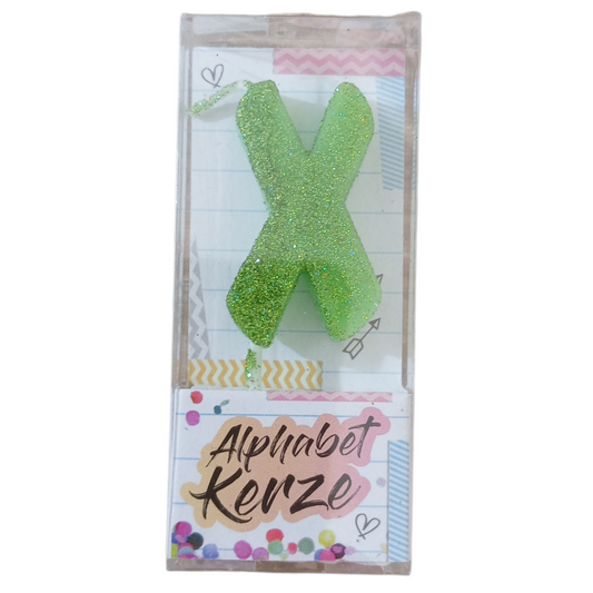 Bougie d’anniversaire alphabet lettre X à paillettes