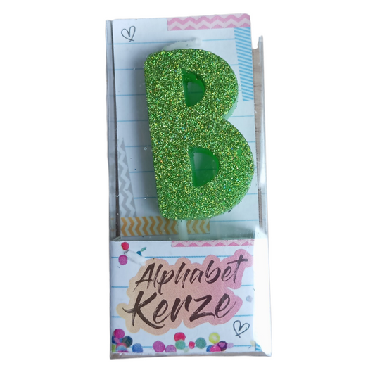 Bougie d'anniversaire alphabet lettre B à paillettes