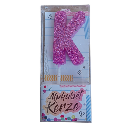 Bougie d’anniversaire alphabet lettre K à paillettes