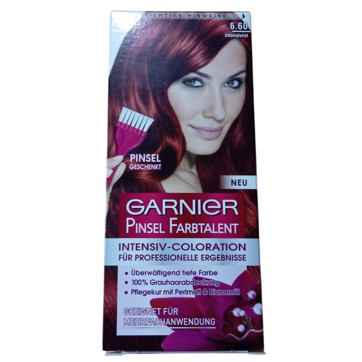 Coloration Garnier Color Intense 6.60 Rouge Intense avec Pinceau