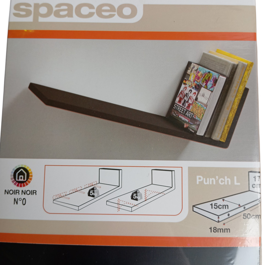 Etagère murale Spaceo Pun'ch L Noir ou Rouge Laqué