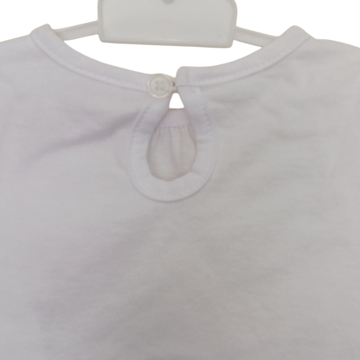 T-shirt bébé fille Pommette blanc manches longues motif poule « Comme Maman » – 6 mois