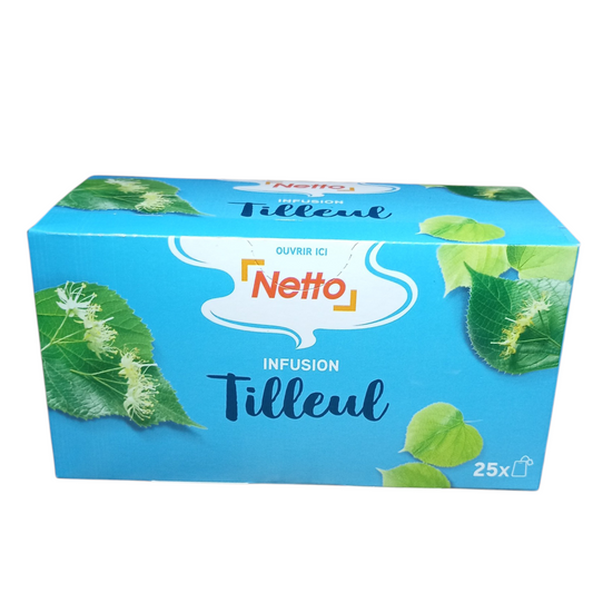 Boîte de 25 sachets d’infusion Netto Verveine, Tilleul ou Camomille