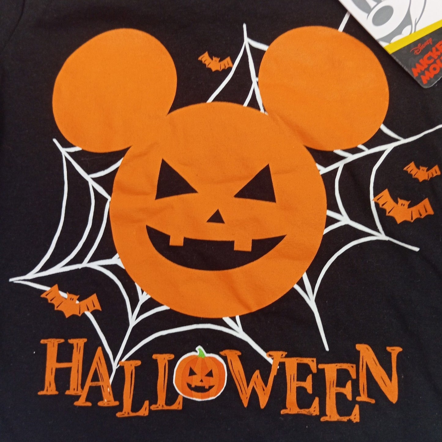 T-shirt Mickey Mouse Halloween Enfant Noir à Manches Longues – 100 % Coton – Tailles 3, 4, 5 et 6 Ans