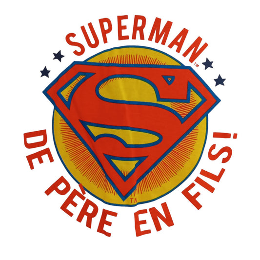 T-shirt Superman Enfant Blanc – « De Père en Fils » – 100 % Coton – Tailles 5 et 6 Ans
