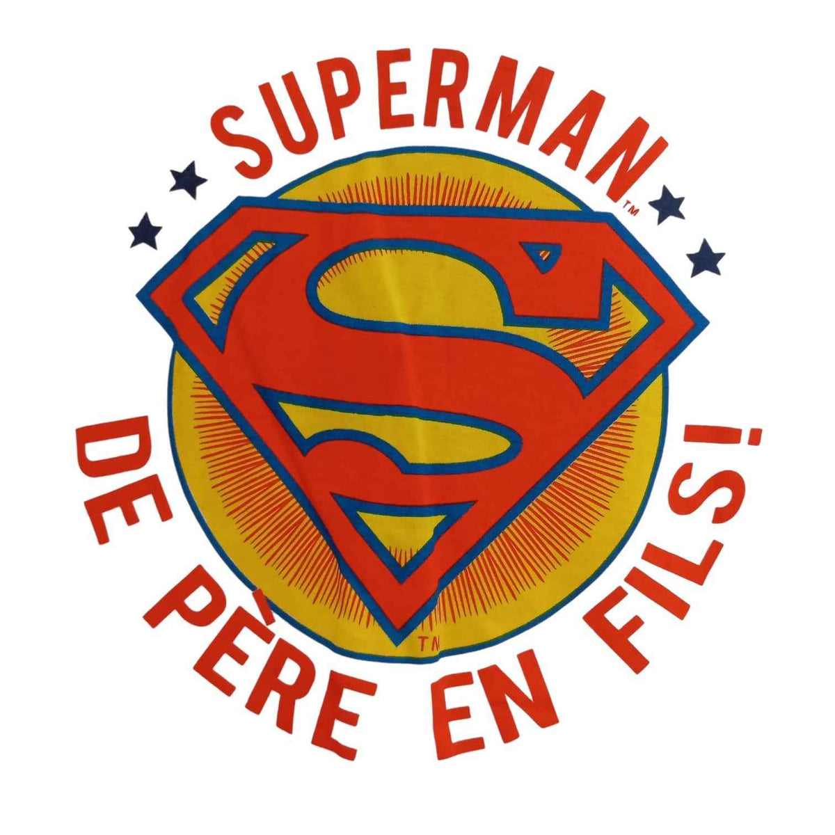 T-shirt Superman Enfant Blanc – « De Père en Fils » – 100 % Coton – Tailles 5 et 6 Ans