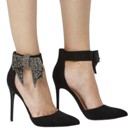 Escarpins JustFab Lucy Noir – Talon 10,8 cm – Nœud Strass – Pointure 40,5