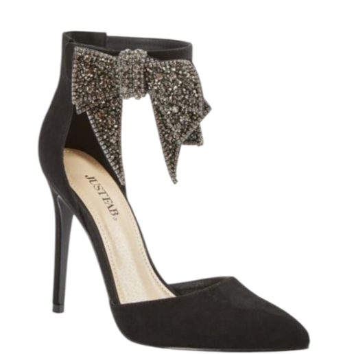 Escarpins JustFab Lucy Noir – Talon 10,8 cm – Nœud Strass – Pointure 40,5