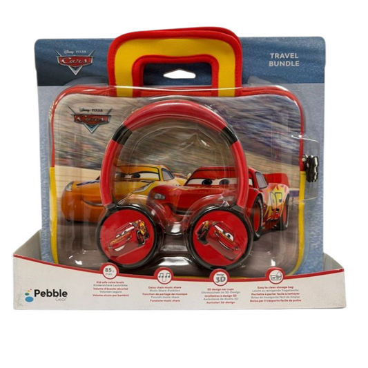 Disney Cars Pebble Gear Travel Bundle – Housse de Transport + Écouteurs
