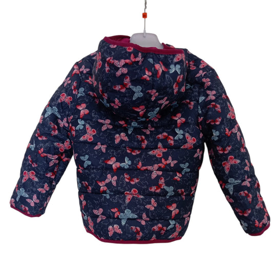 Manteau Matelassé Fille Eldys Bleu Marine à Capuche avec Motifs Papillons – Taille 5 Ans