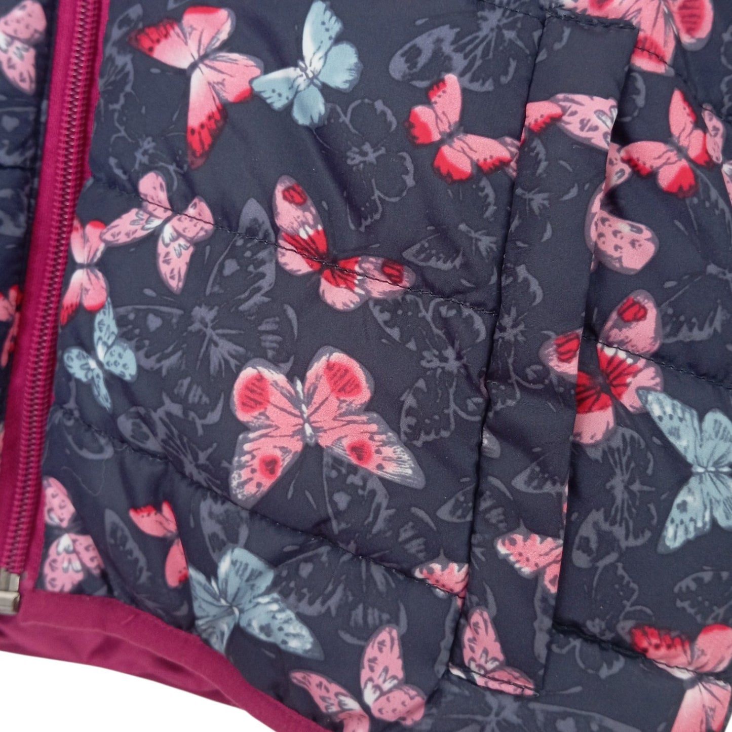 Manteau Matelassé Fille Eldys Bleu Marine à Capuche avec Motifs Papillons – Taille 5 Ans