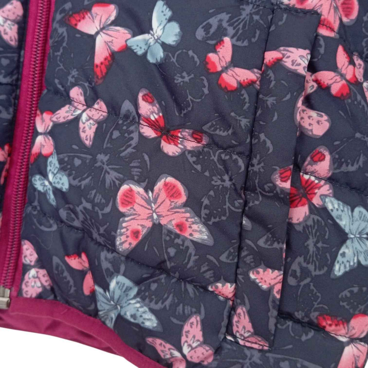 Manteau Matelassé Fille Eldys Bleu Marine à Capuche avec Motifs Papillons – Taille 5 Ans