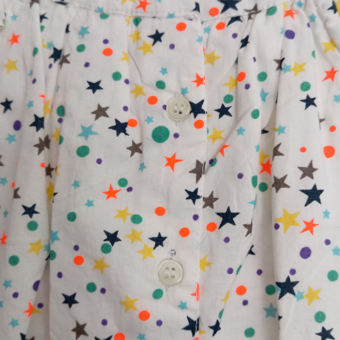 Robe Blanche Bébé Fille Pommette à Étoiles et Pois Multicolores – 6 Mois