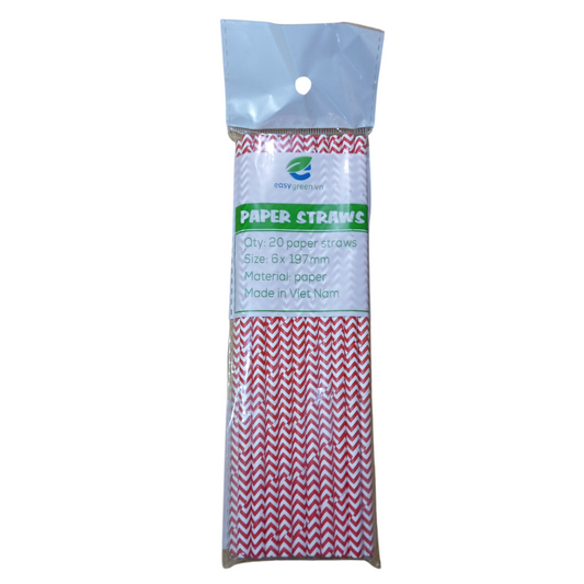 Lot de 20 Pailles en Papier Cartonné - EasyGreen – 3 coloris (Bleu, Rouge, Jaune)