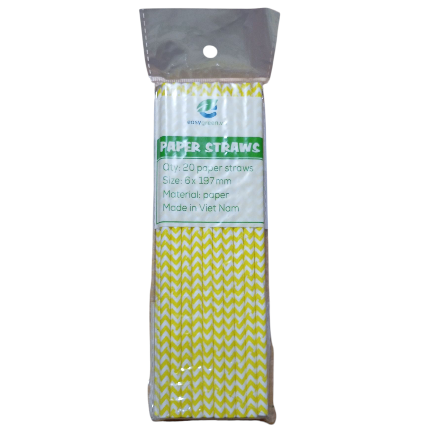 Lot de 20 Pailles en Papier Cartonné - EasyGreen – 3 coloris (Bleu, Rouge, Jaune)