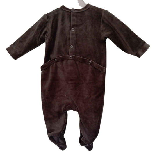 Pyjama Bébé 1 Pièce Gris avec Tracteur et Inscription Vroom! – Taille 3 Mois