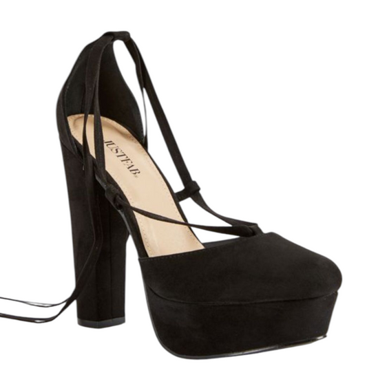 Sandales à Talon Haut JustFab Paxton – Noir en Simili Daim – Taille 40,5