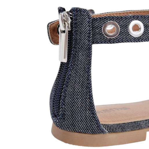 Sandales Plates JustFab Sierra – Couleur Denim – Taille 38,5 – Talon 0,5 cm