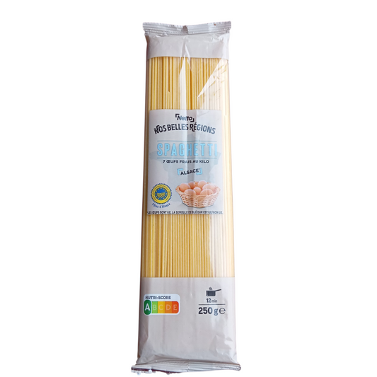 Pâtes Nos Belles Régions Netto 250 g Macaroni ou spaghetti fabriqués en Alsace