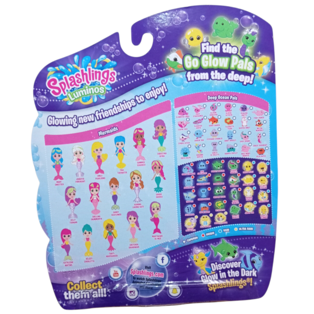 Figurines Splashlings Luminos Pack de 6 Brillent dans le noir