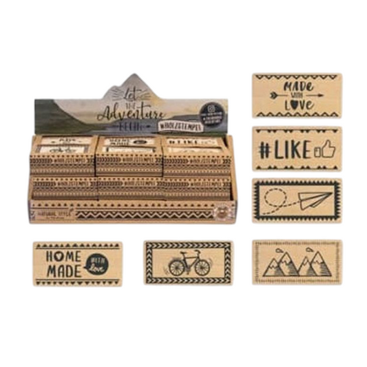 Tampon en bois lot de 6 modèles idéal DIY, scrapbooking