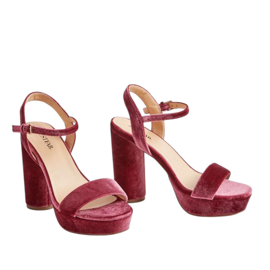 Sandales à Talon Haut JustFab Karlye Rosette en Simili Daim – Taille 42