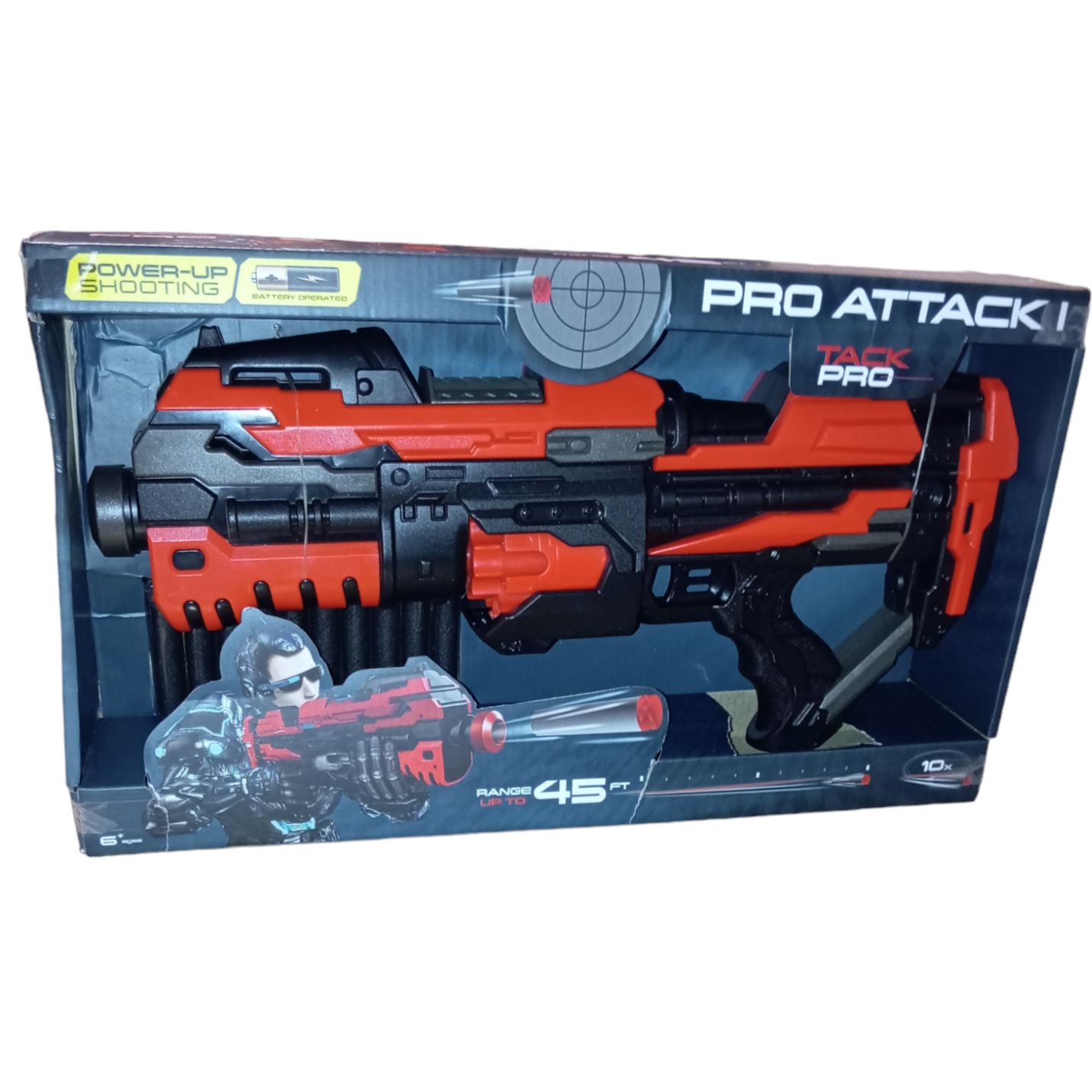 Fusil Pro Attack I Tack Pro lance flechettes noir et rouge