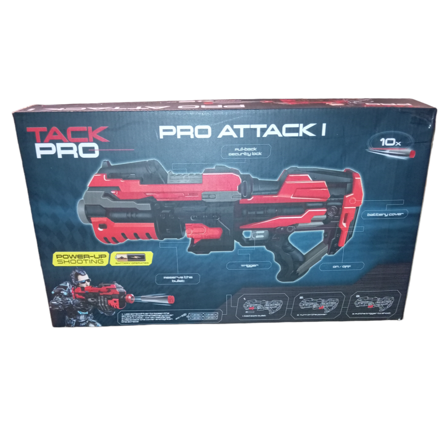 Fusil Pro Attack I Tack Pro lance flechettes noir et rouge