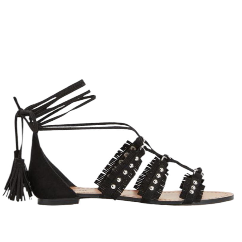 Sandales plates JustFab Nikole – Couleur Noir – Taille 38 Femme Été