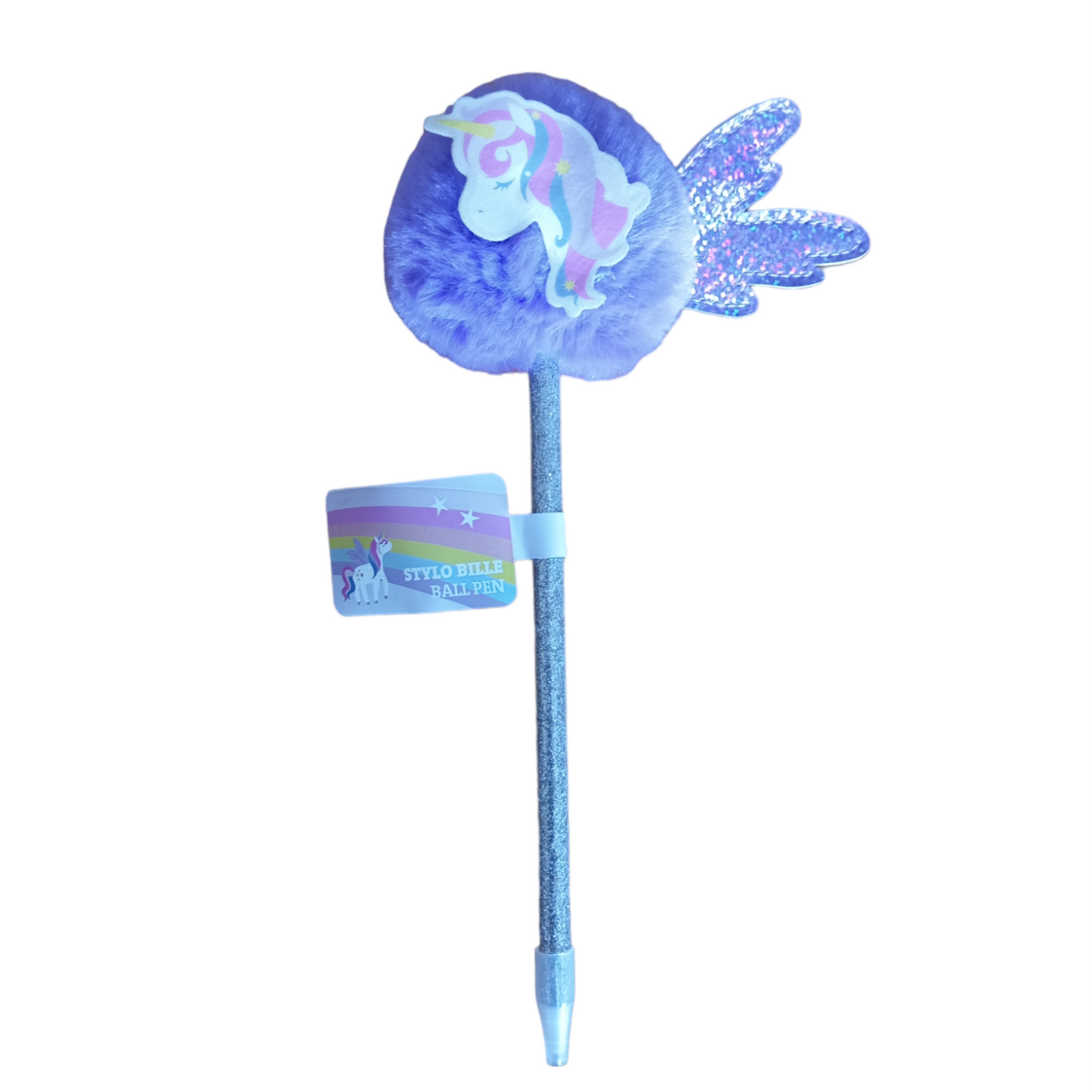 Stylo pailleté avec pompon licorne 2 variantes