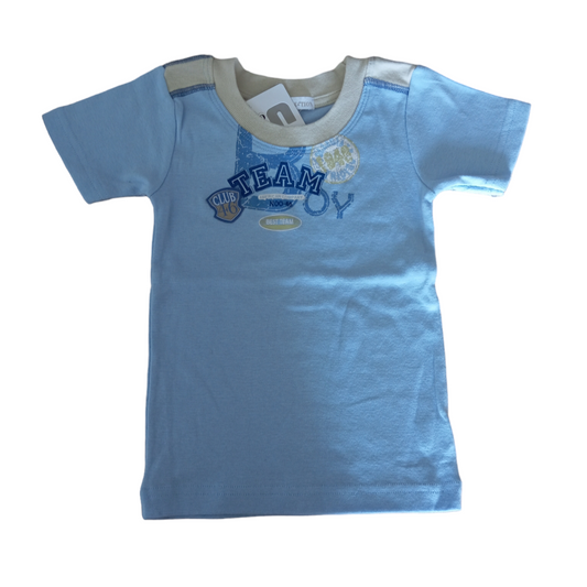 T-shirt Enfant Bleu à Manches Courtes en 100% Coton