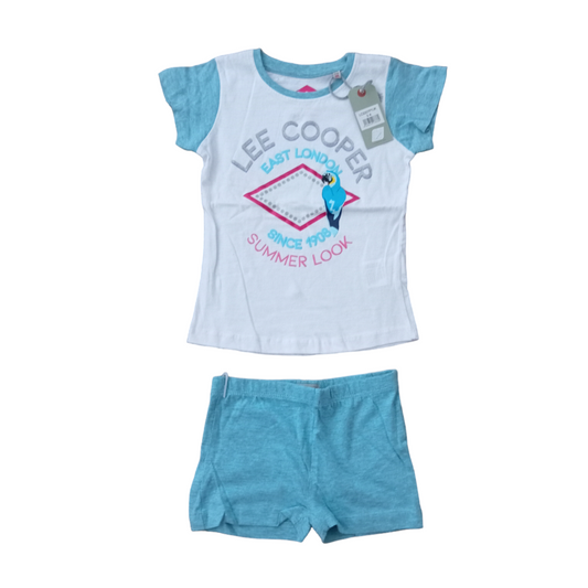 Ensemble Lee Cooper Enfant T-shirt + Short Bleu et Blanc avec Perroquet