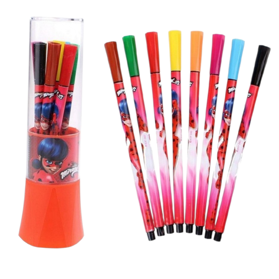 Feutres à pointes fines Miraculous Ladybug avec boîte de rangement