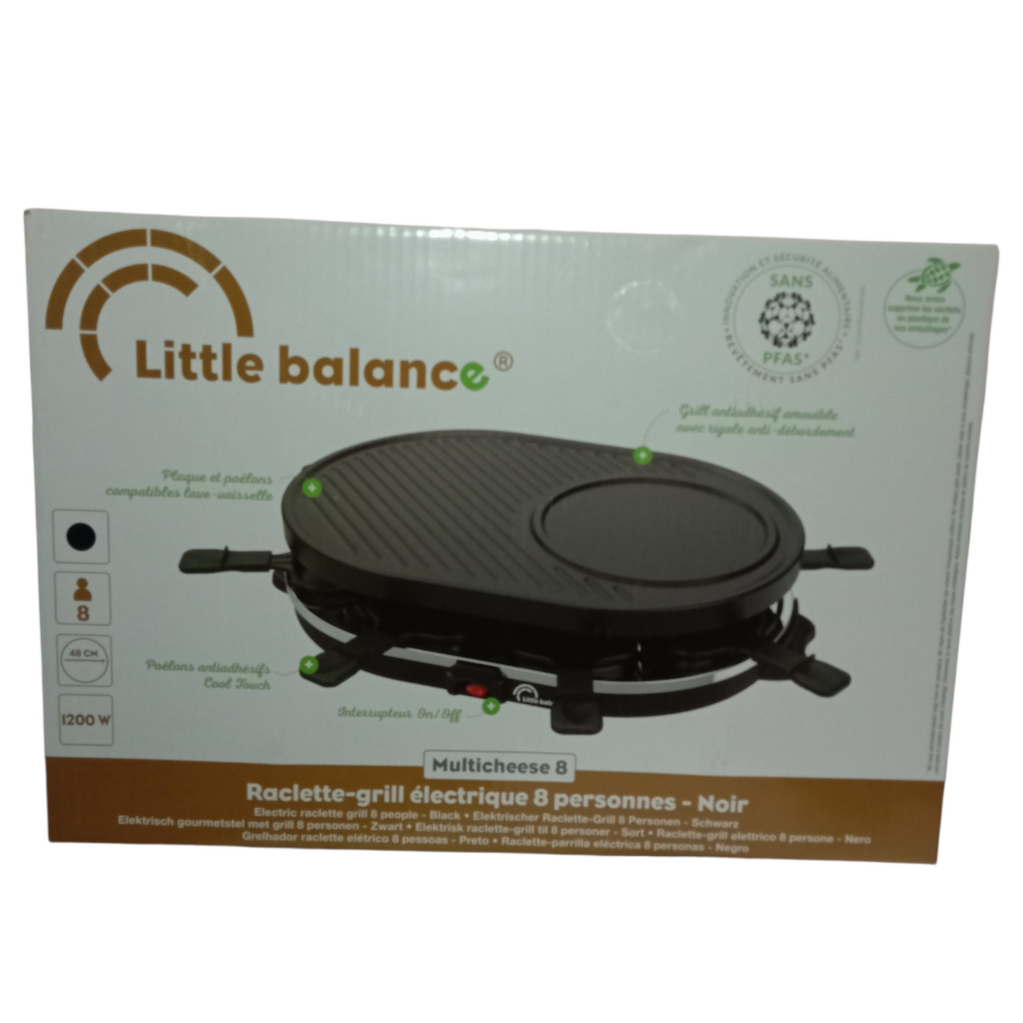 Service à raclette et grillade 8 personnes 3 en 1 Raclette, grill et crêpière 1200W