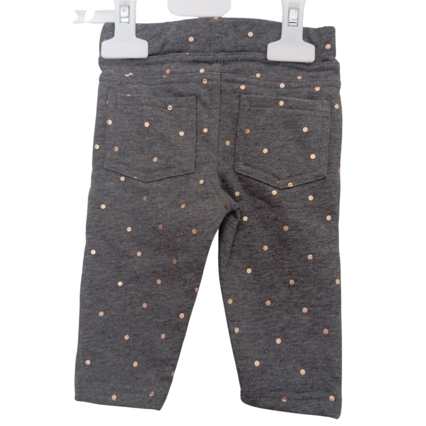Pantalon Gris à Pois Dorés Bébé Fille – 6 et 9 Mois – 85 % Coton – Idéal Crèche et Rentrée