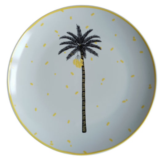 Assiette palmier bananier 19,3 cm – Assiette en céramique tropicale et élégante