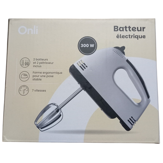 Batteur électrique 300W  7 vitesses avec fouets et pétrisseurs