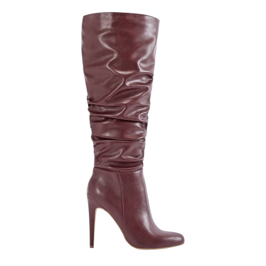 Botte Femme JustFab Romi Talon Aiguille Burgundy Taille 40,5
