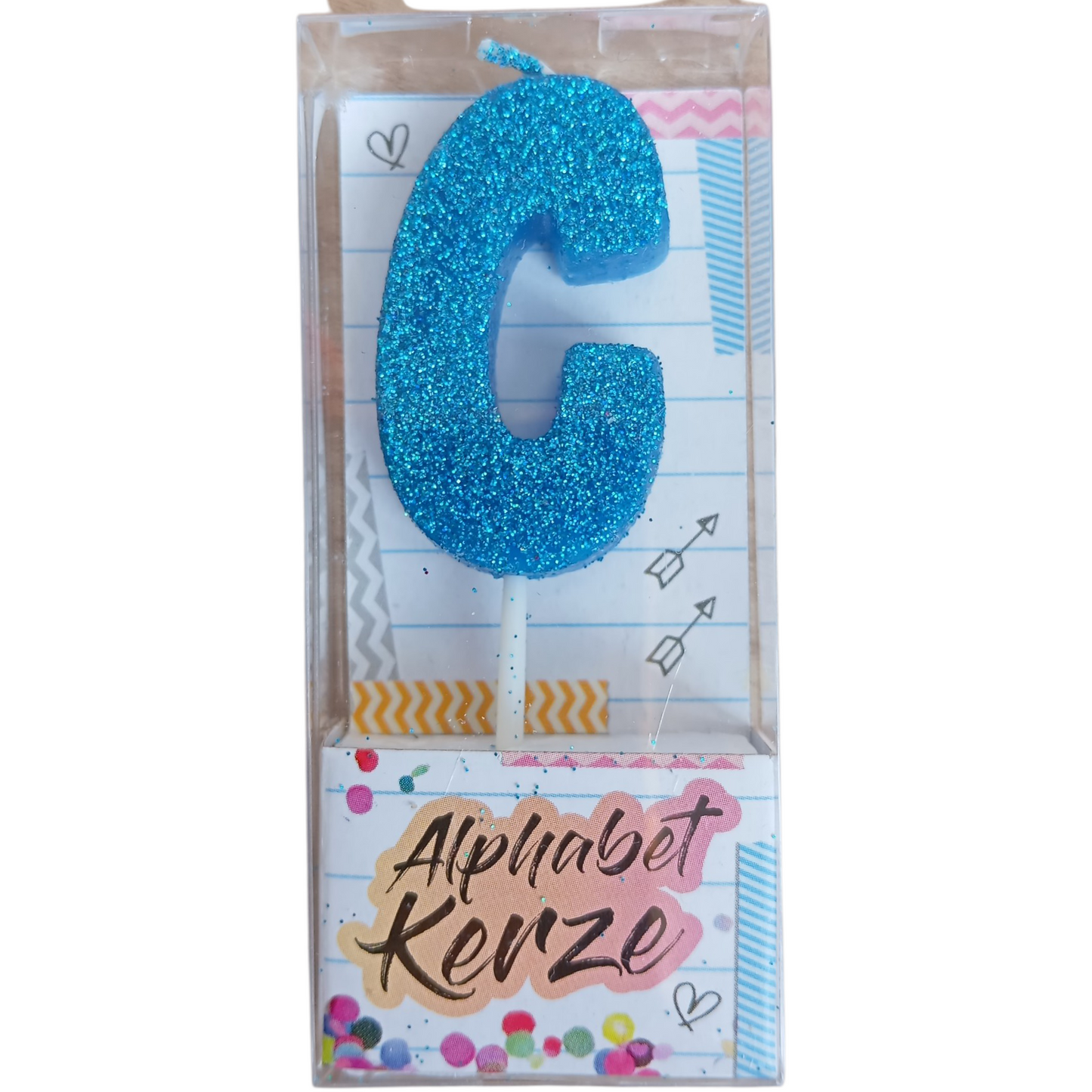 Bougie d’anniversaire alphabet lettre C à paillettes